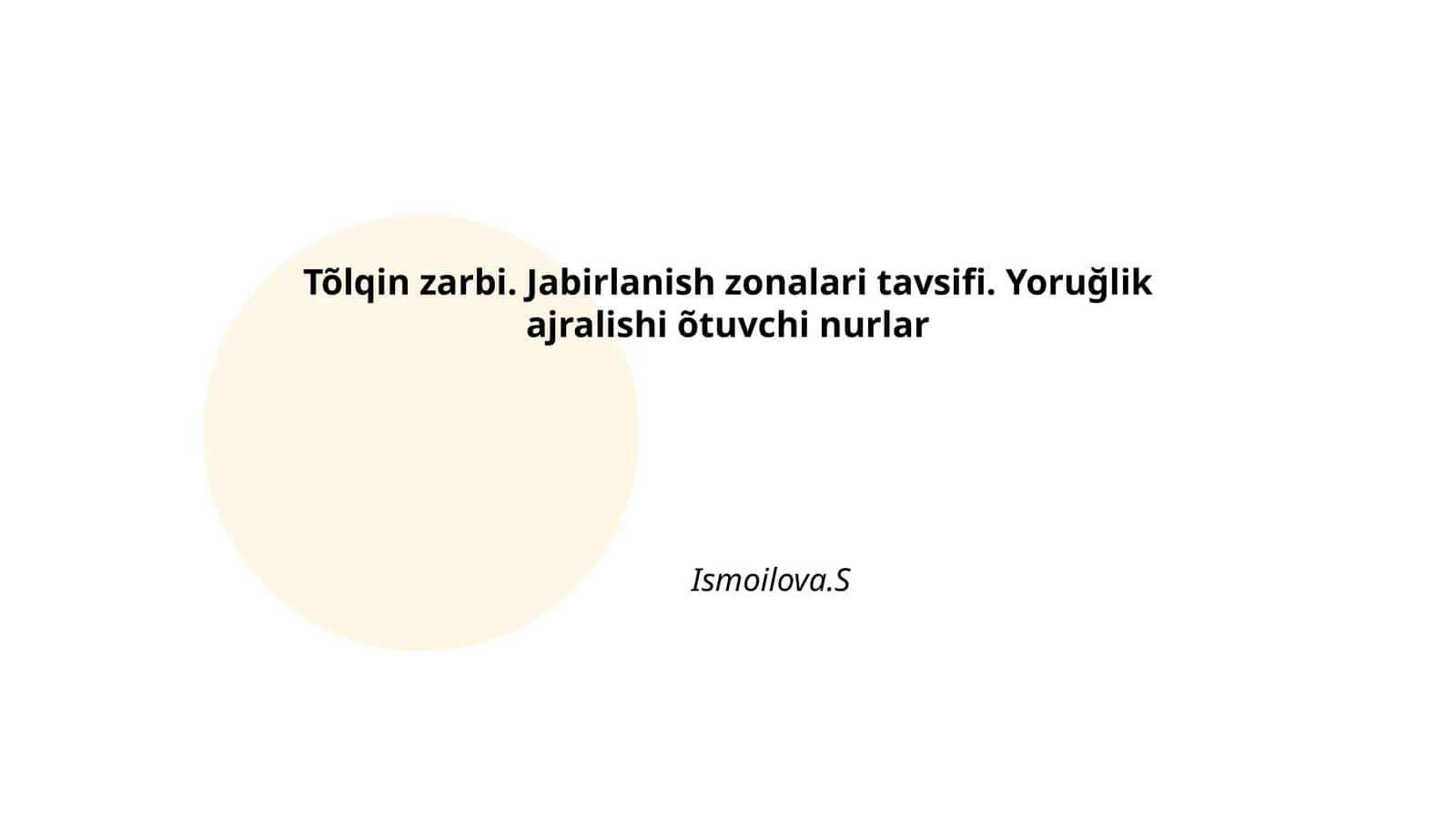 To'lqin zarbi tushunchasi va asosiy xususiyatlari