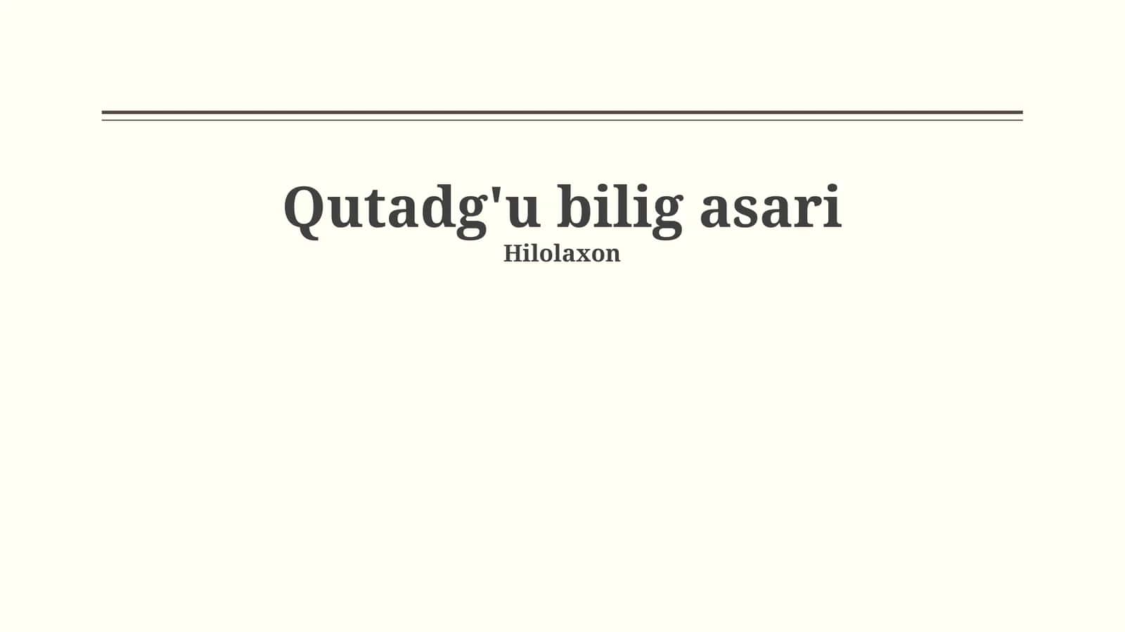 Qutadg'u bilig asari