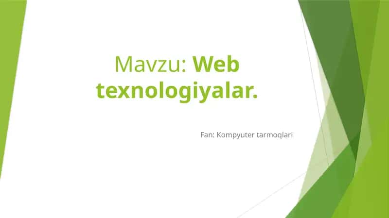 Web texnologiyalar