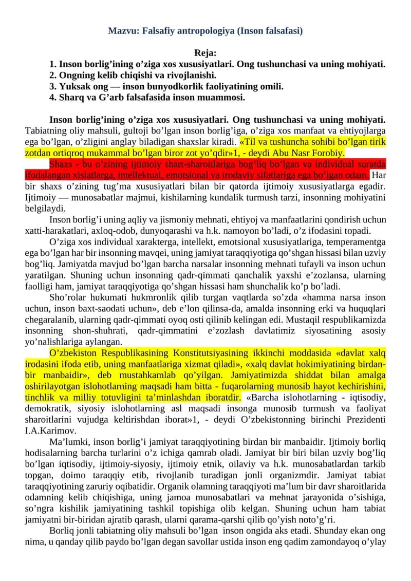 Falsafiy antropologiya (Inson falsafasi)