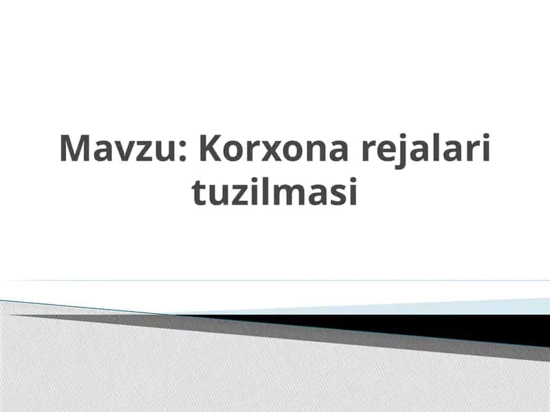 Korxona rejalari tuzilmasi