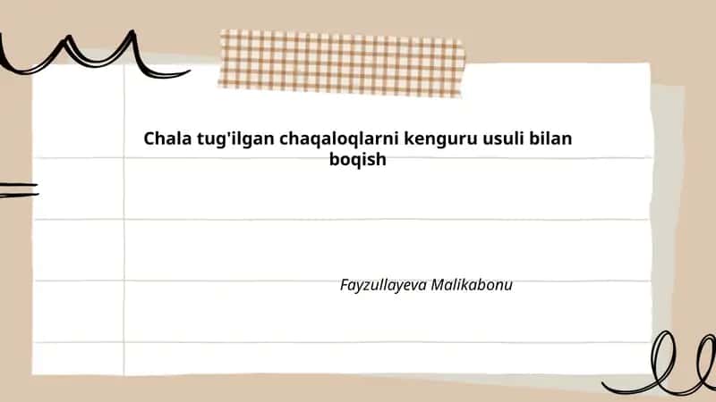 Chala tug'ilgan chaqaloqlarni kenguru usuli bilan boqish