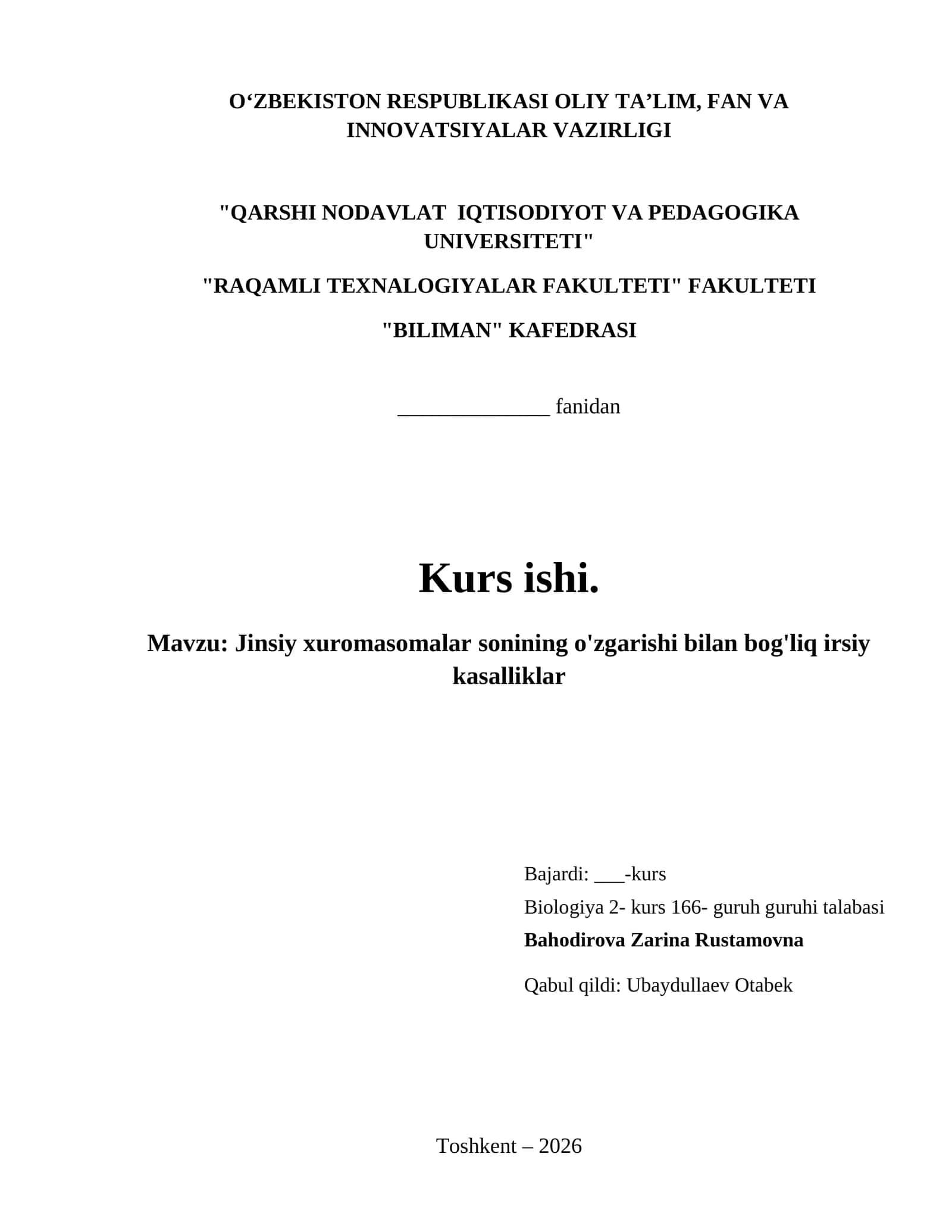 Jinsiy xuromasomalar sonining o'zgarishi bilan bog'liq irsiy kasalliklar