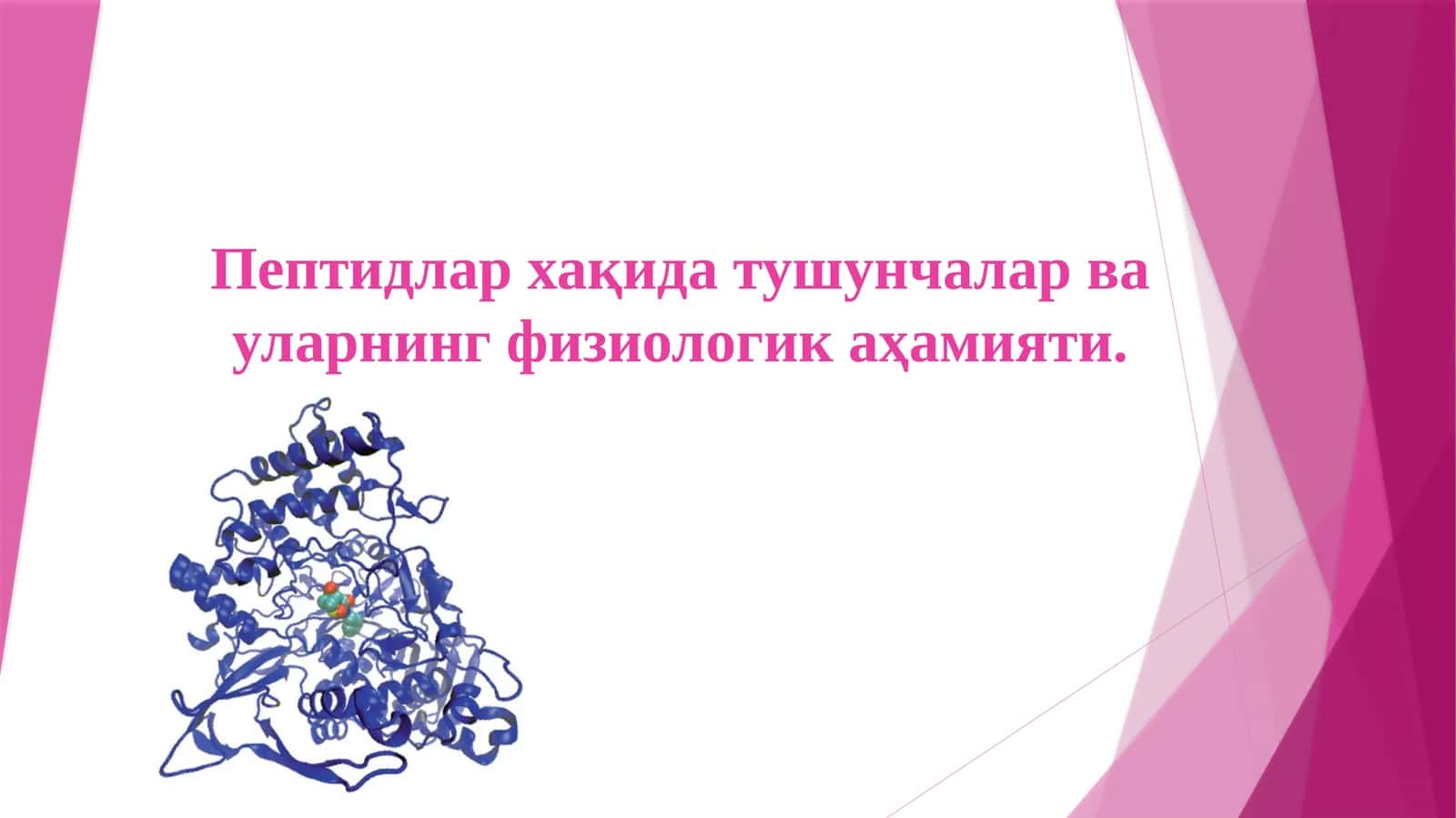 Пептидлар хақида тушунчалар ва уларнинг физиологик аҳамияти