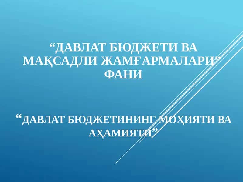 Давлат бюджетива мақсадли жамғармалари