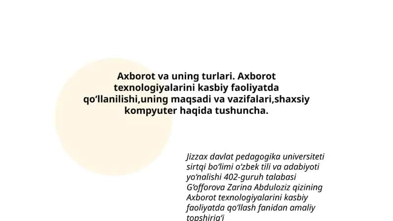 Axborot va uning turlari