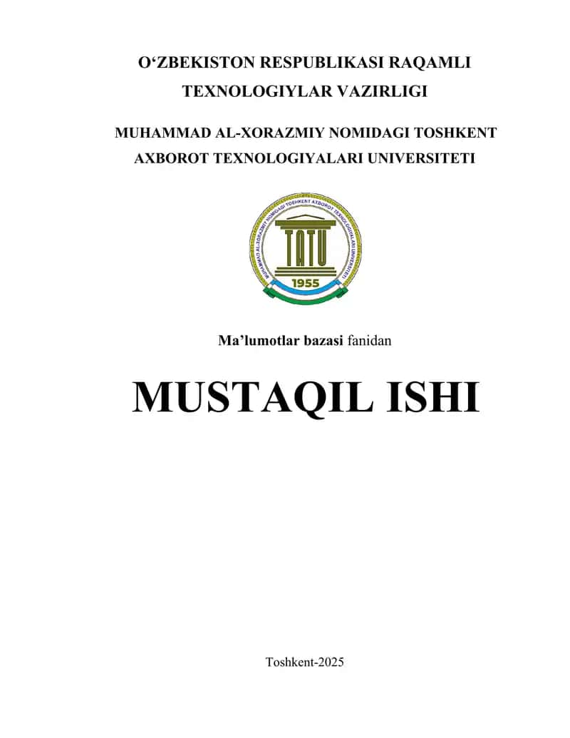 Standart funksiyalardan foydalanib so‘rovlar yaratish