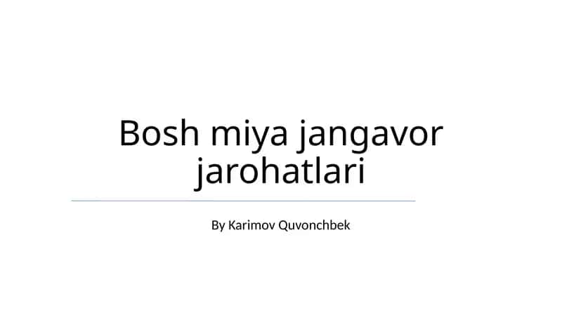 Bosh miya jangavor jarohatlari