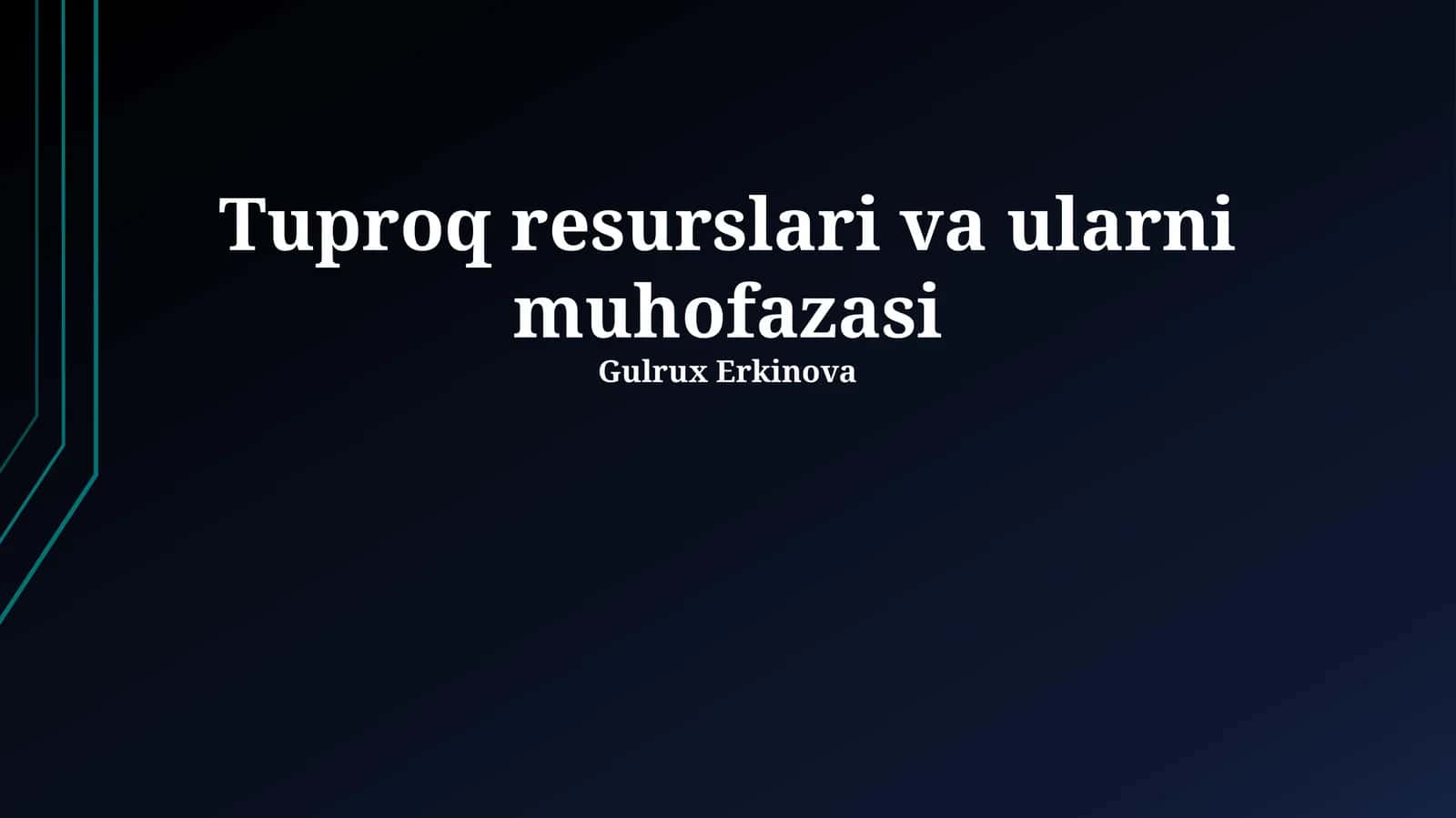 Tuproq resurslari va ularni muhofazasi