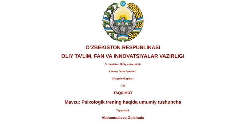 Psixologik trening haqida umumiy tushuncha