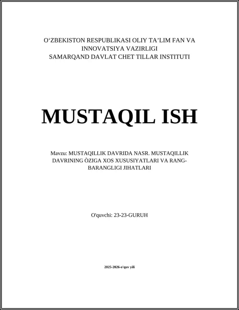 MUSTAQILLIK DAVRIDA NASR