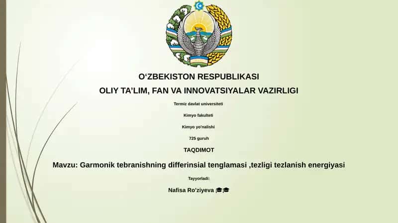 Harmonik tebranishning differensial tenglamasi