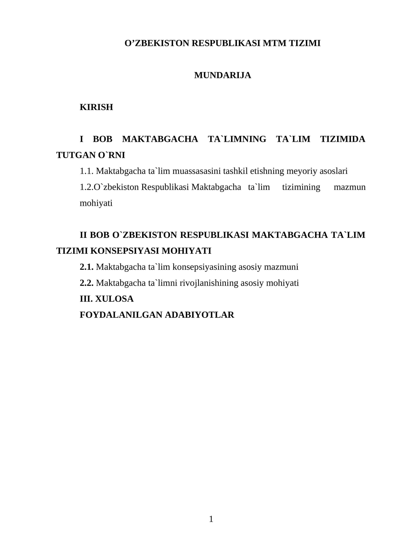 O’zbekiston respublikasi MTT tizimi