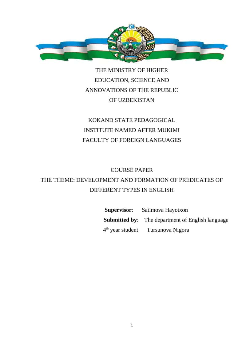 Course Paper on Development and Formation of Predicates in English