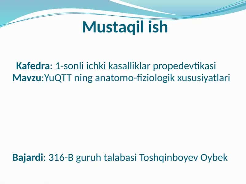 1-sonli Ichki kasalliklar propedevtikasi