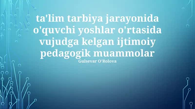 Ijtimoiy Pedagogik Muammolar