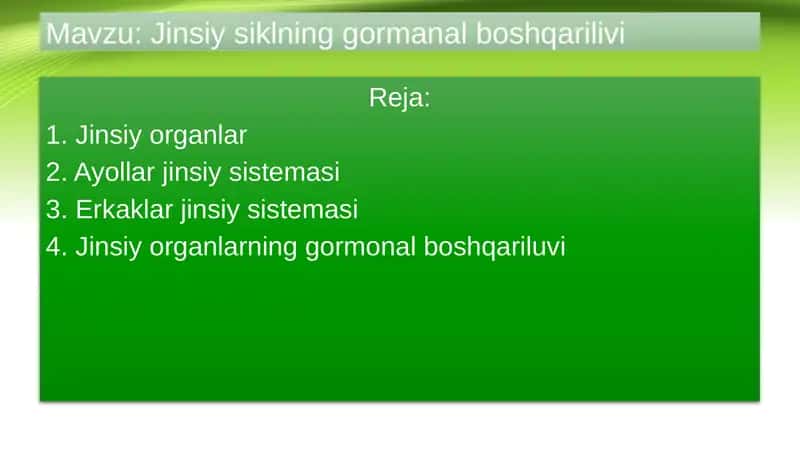 Jinsiy siklning gormonal boshqariluvi