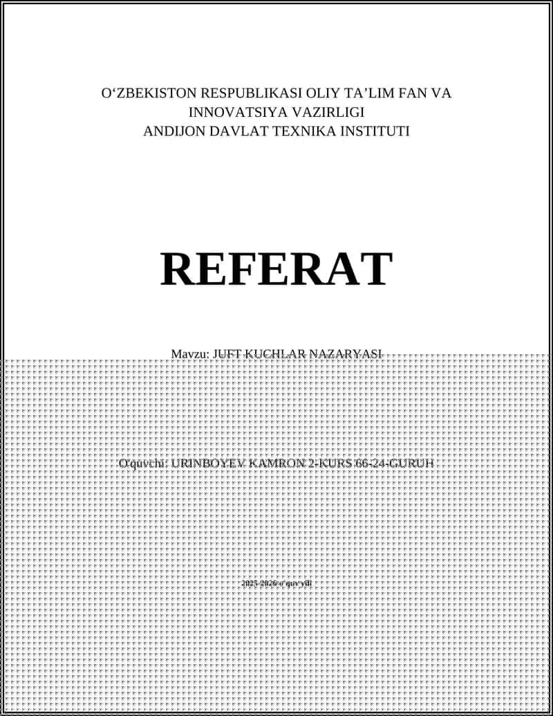 JUFT KUCHLAR NAZARYASI