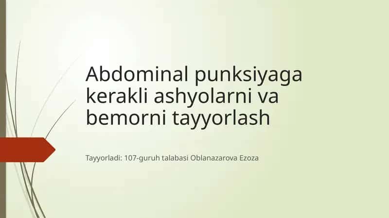 Abdominalpunksiyagakerakliashyolarnivabemornitayyorlash