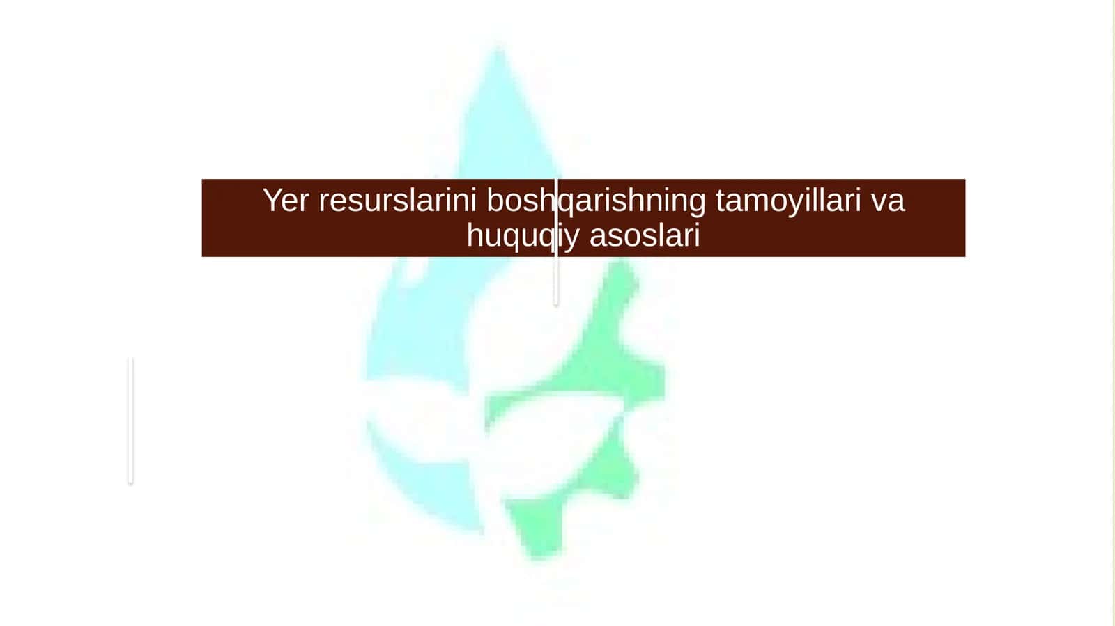 Yer resurslarini boshqarishning tamoyillari va huquqiy asoslari