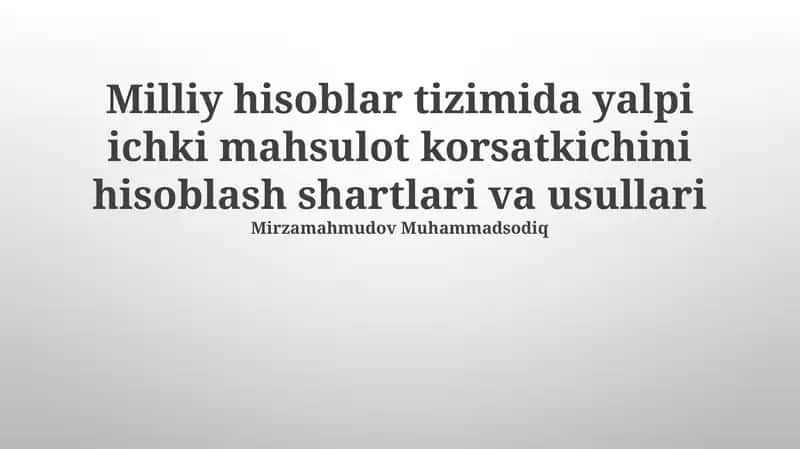 YaIMni Hisoblash Metodlari