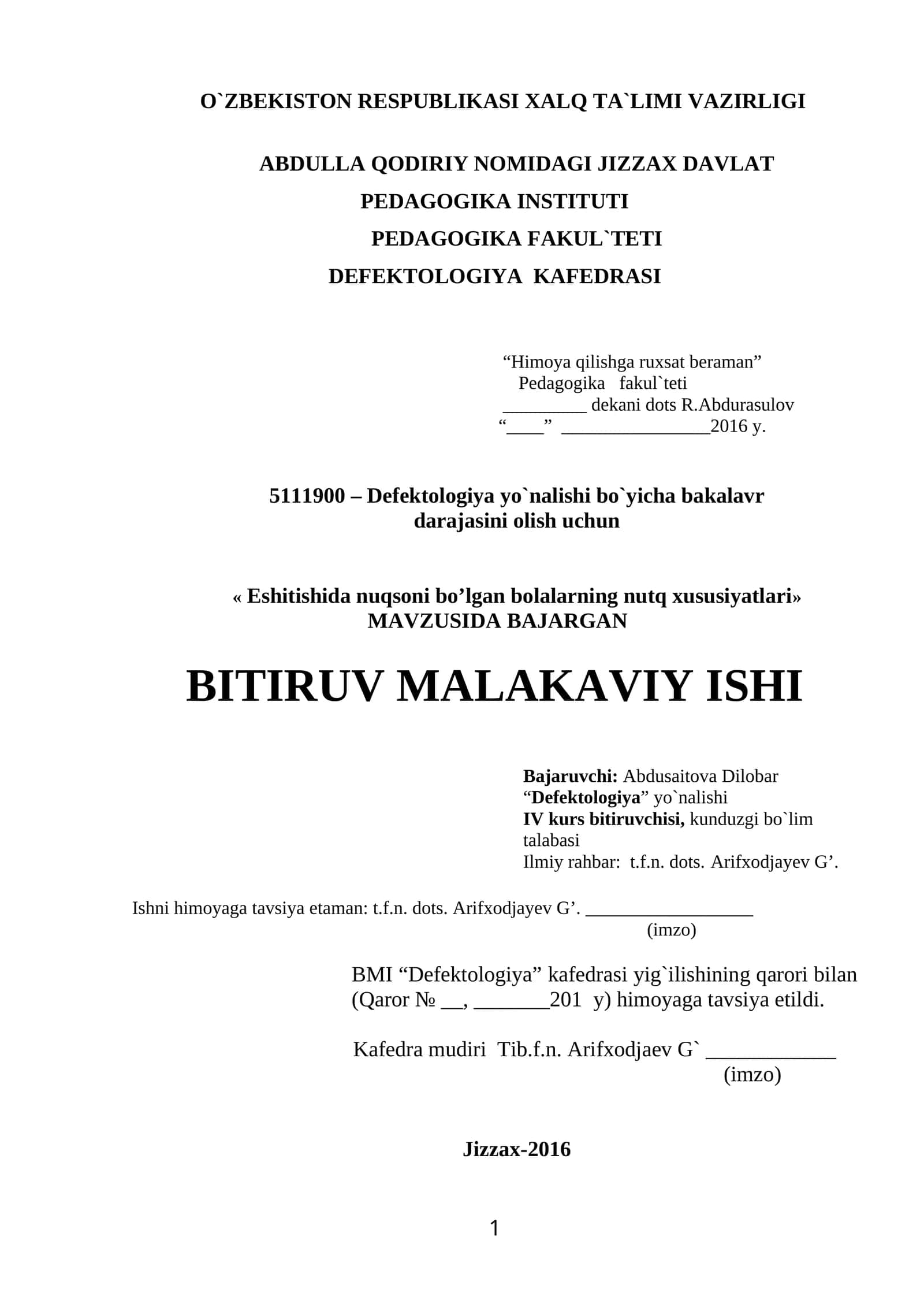 Eshitishida nuqsoni bo’lgan bolalarning nutq xususiyatlari