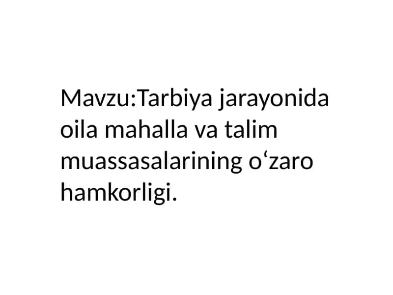 "Oila, Mahalla, Maktab Hamkorligi Konsepsiyasi"