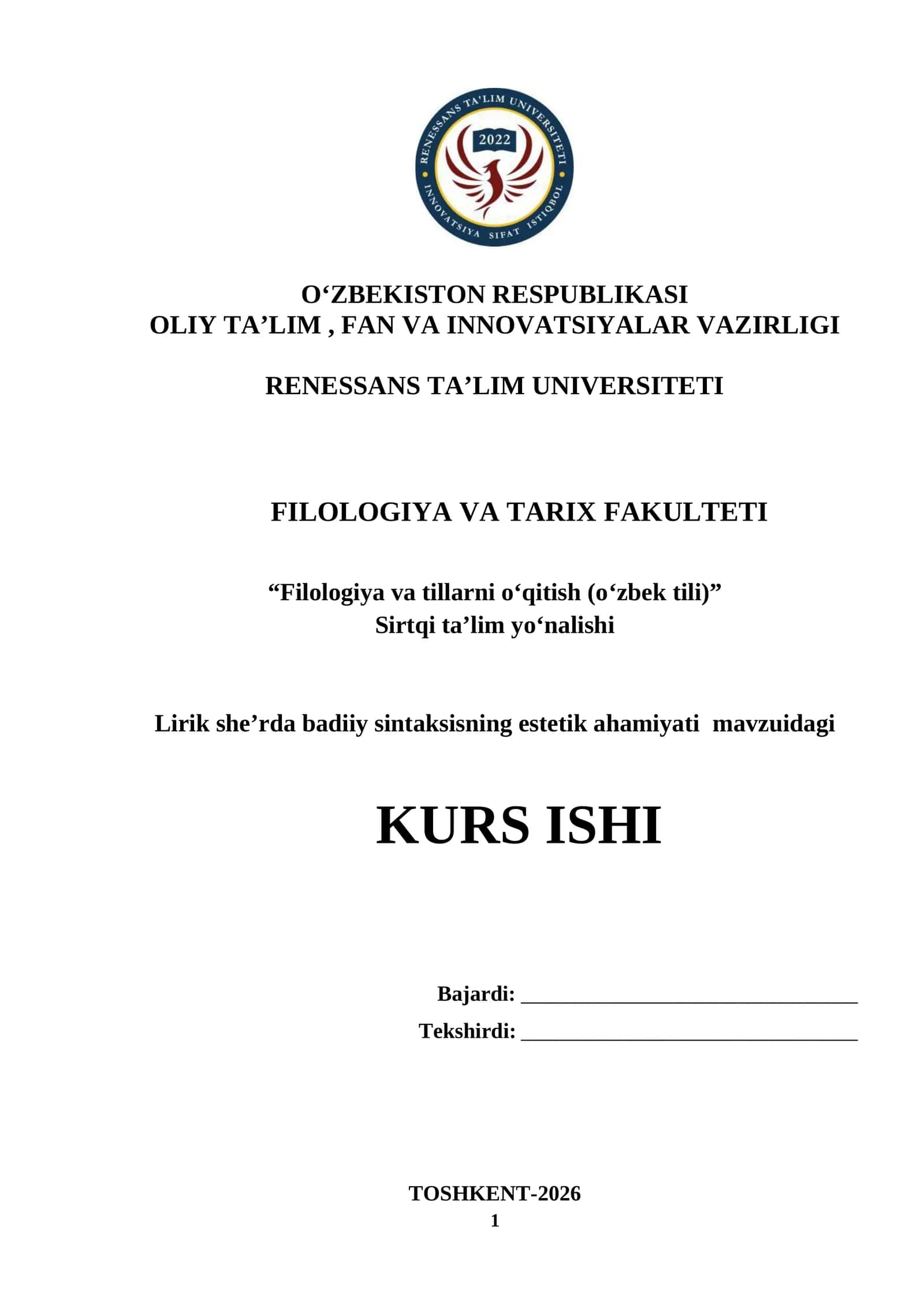 LIRIK SHEʼRDA BADIIY SINTAKSISNING ESTETIK AHAMIYATI