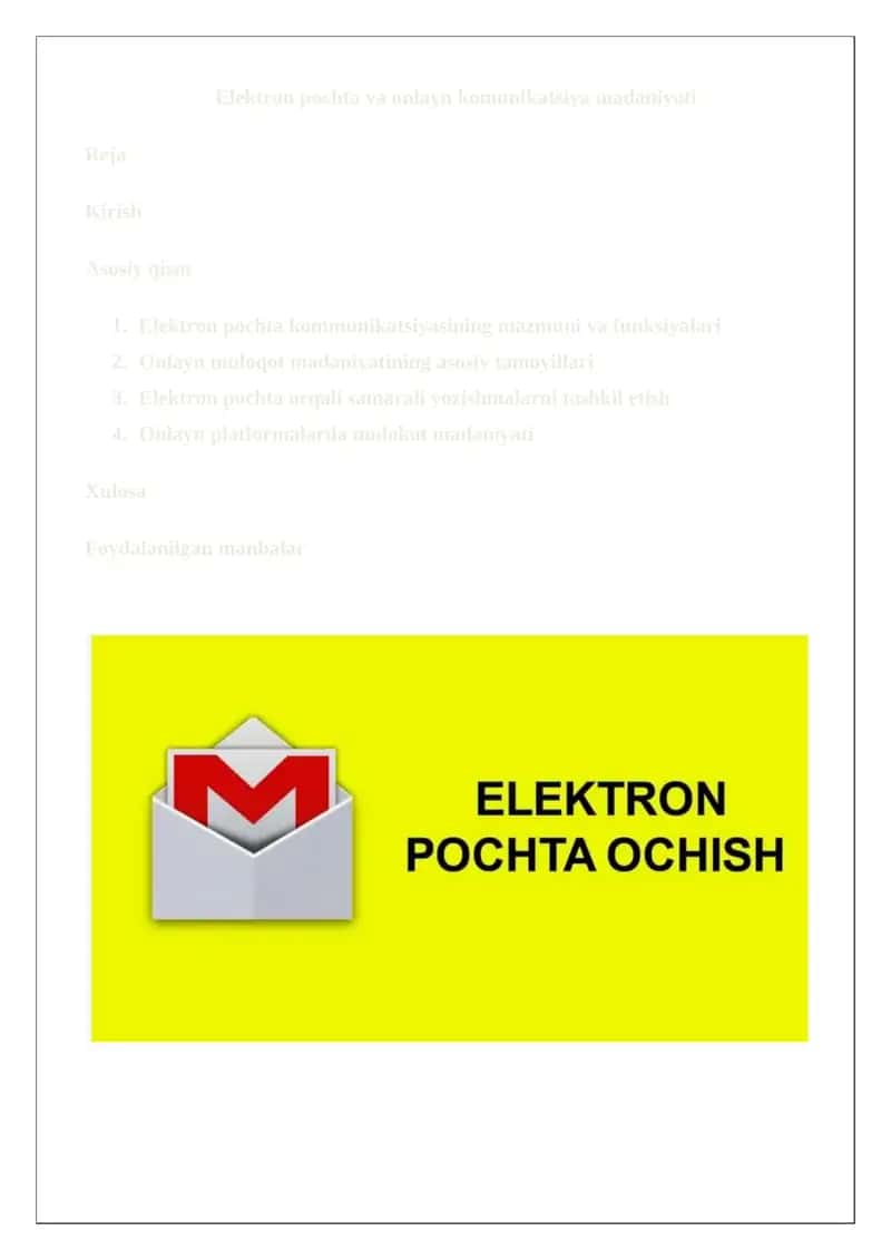 Elektron pochta va onlayn komunikatsiya madaniyati