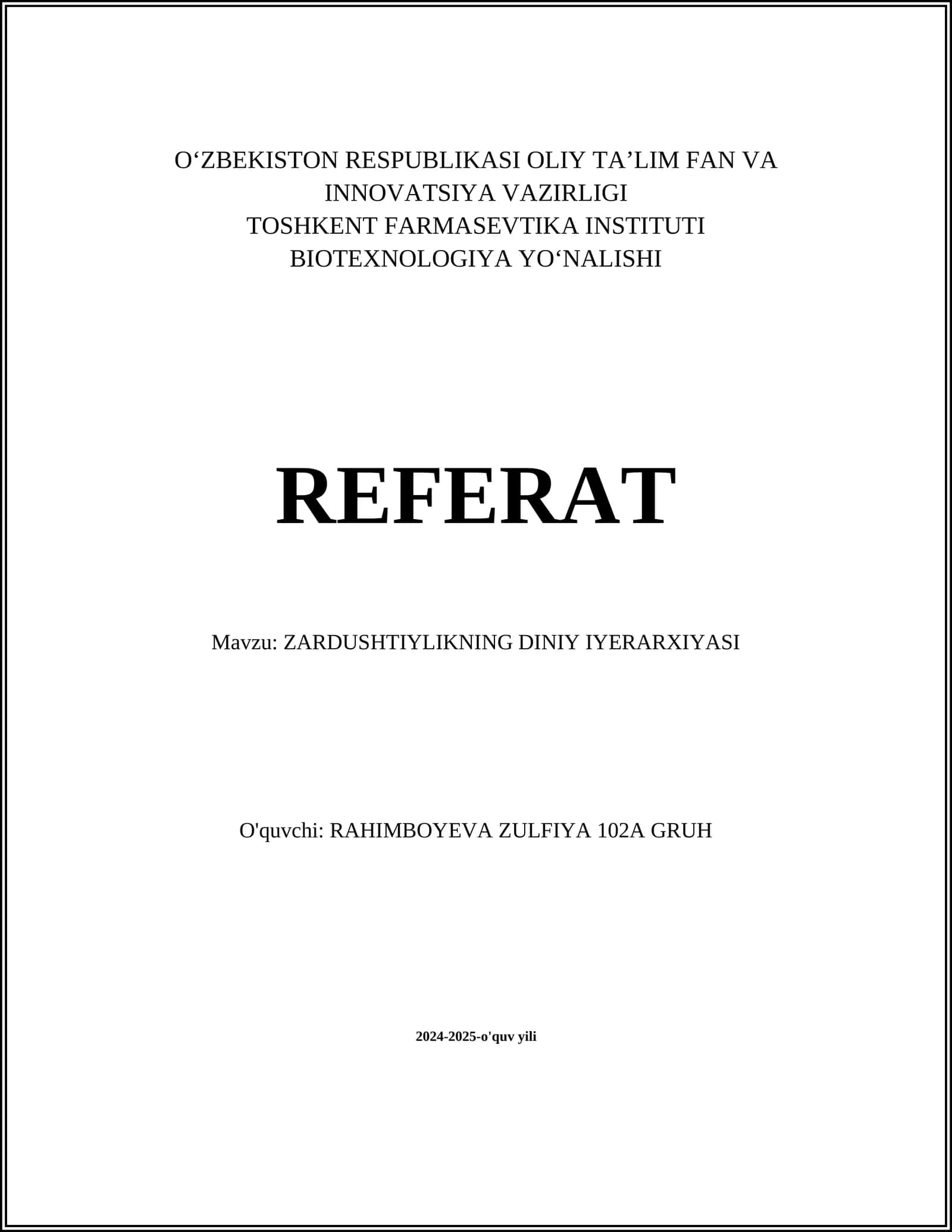 ZARDUSHTIYLIKNING DINIY IYERARXIYASI