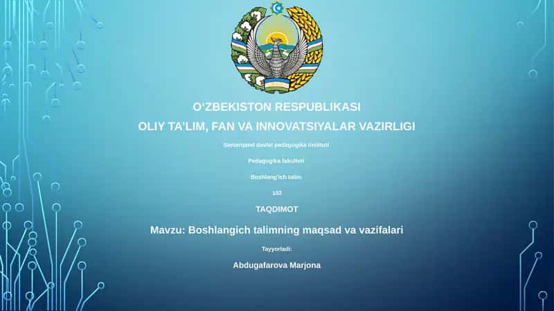 Boshlangich talimning maqsad va vazifalari