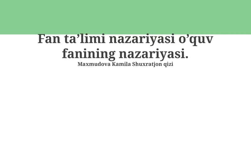 Ta'lim nazariyasi