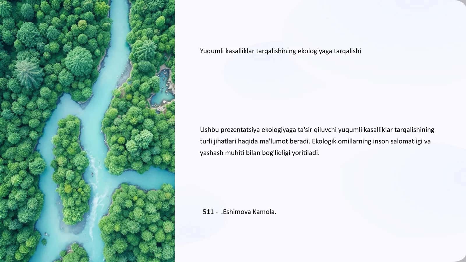 Yuqumli kasalliklar tarqalishining ekologiyaga tarqalishi