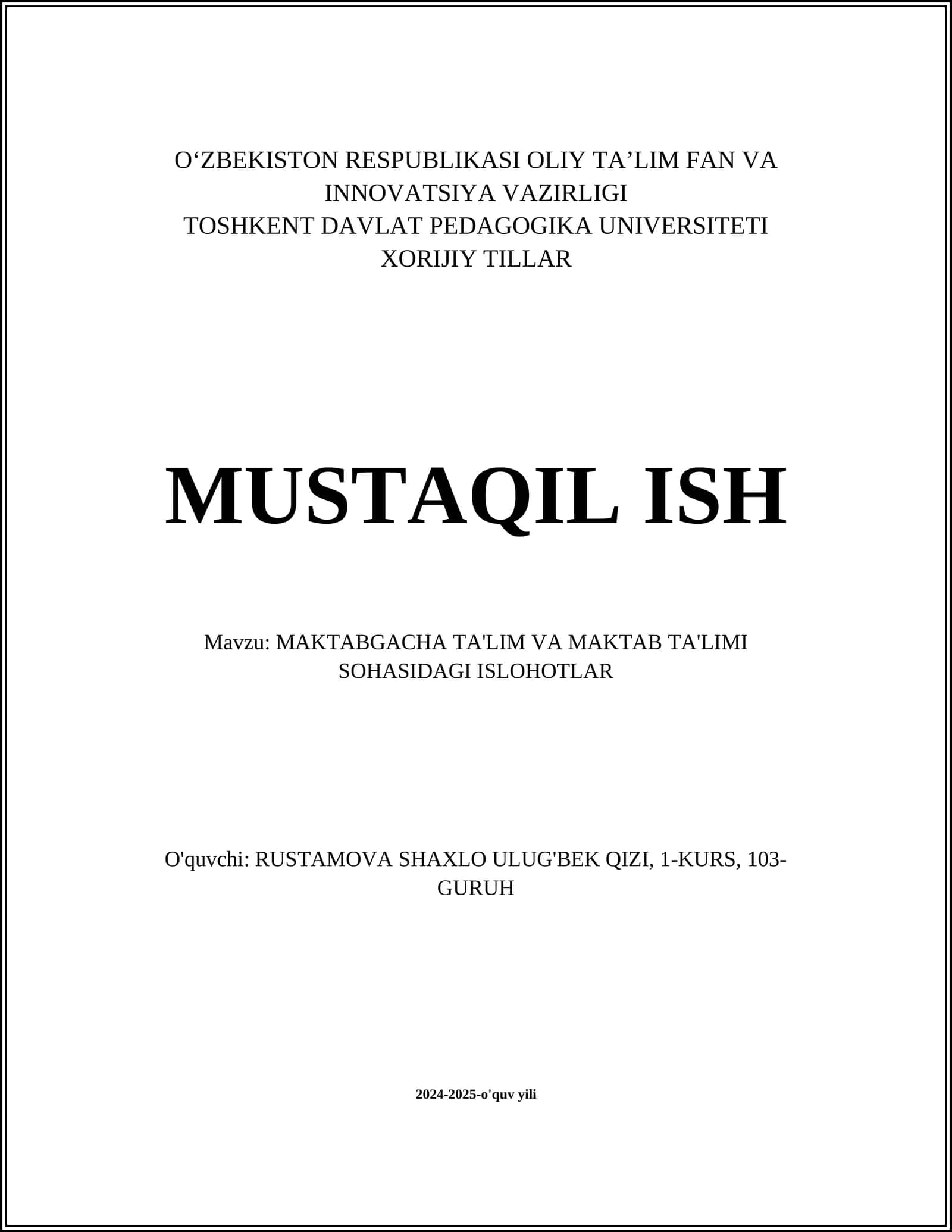 Erta yoshdagi bolalar rivojlanishini qo'llab-quvvatlash