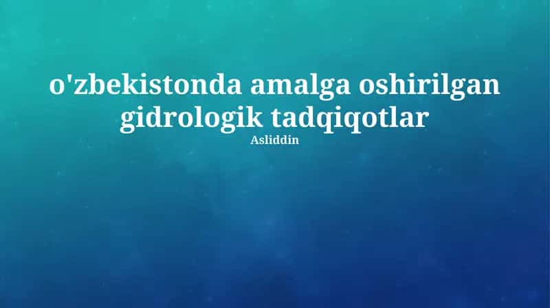 Gidrologik tadqiqotlar