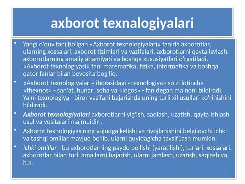 Axborot texnologiyalari