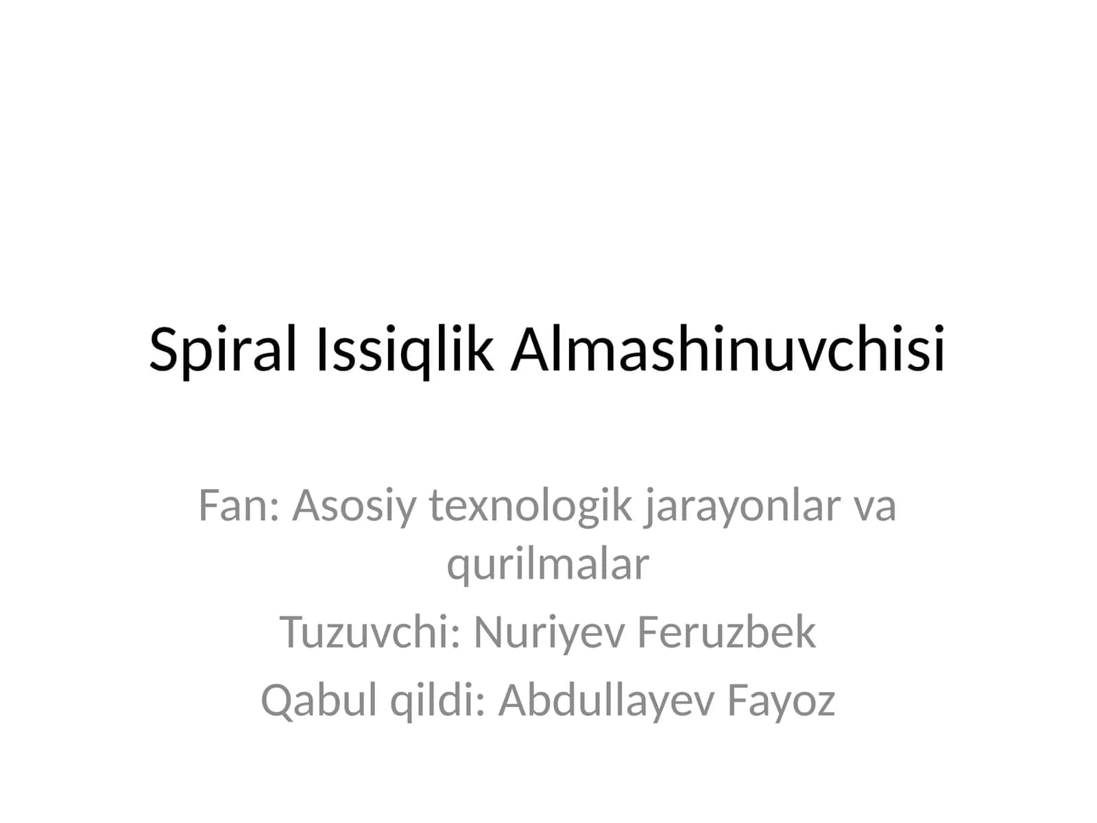 Spiral Issiqlik Almashinuvchisi