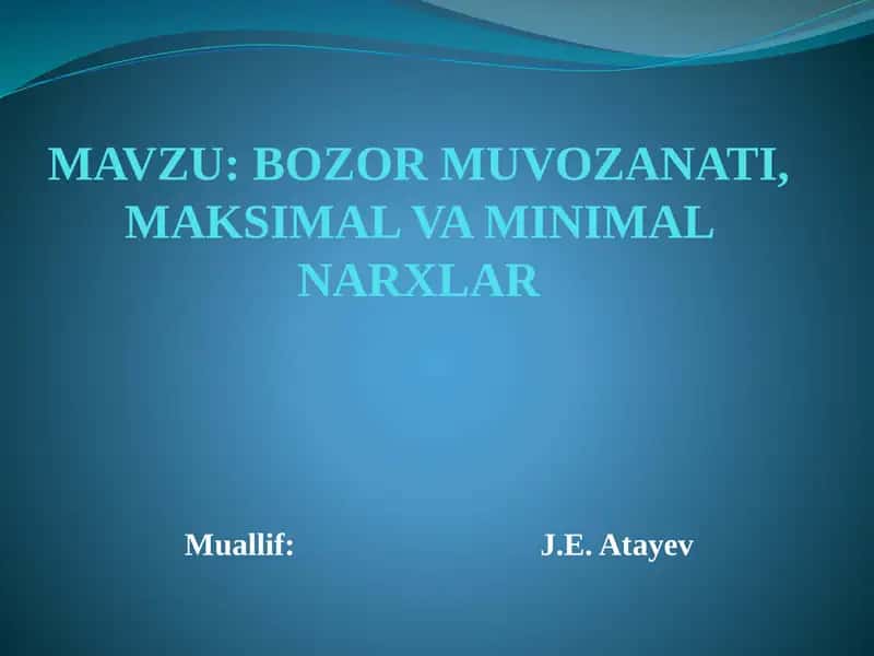 Bozor Muvozanati, Maksimal va Minimal Narxlari