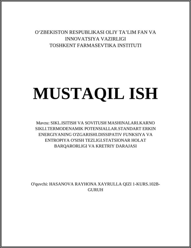 Karno Sikli va Isitish Mashinalari