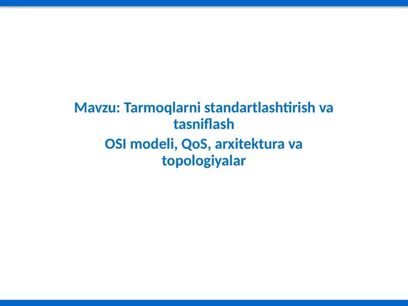 Tarmoqlarni standartlashtirish