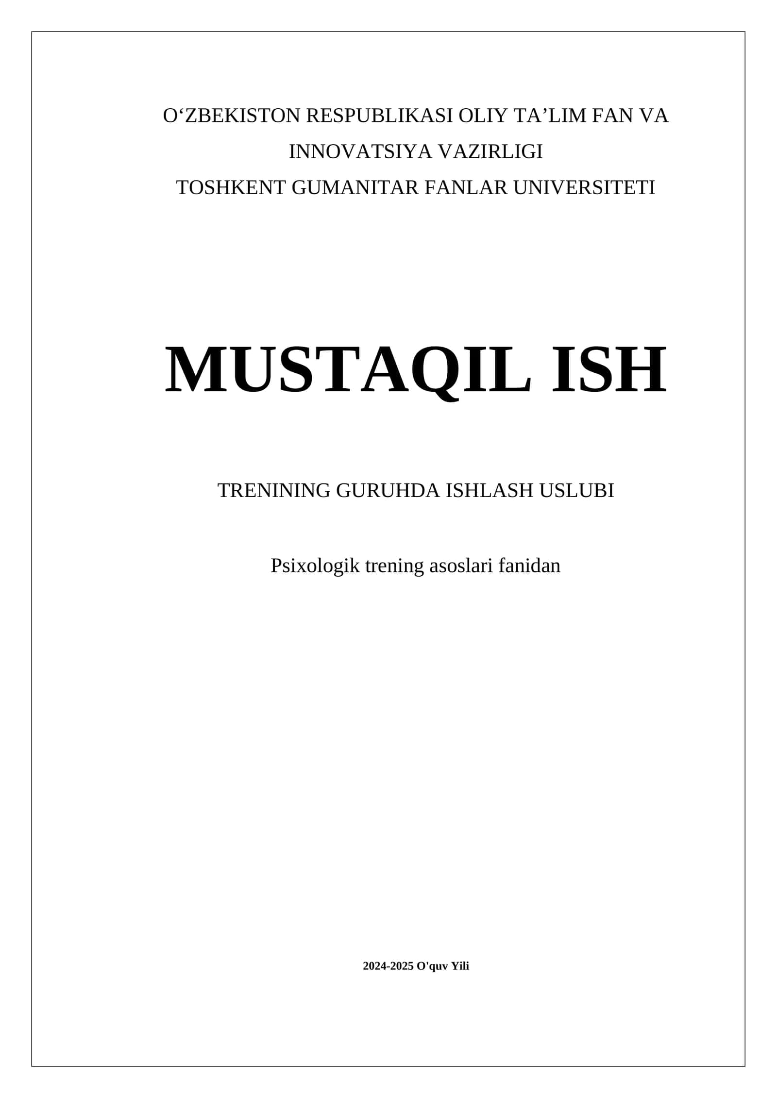 Guruhda ishlash uslubi Trenining guruhda ishlash