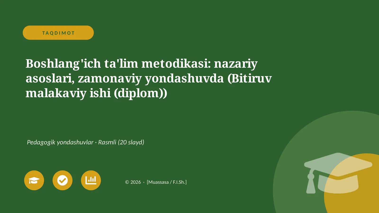 Boshlang'ich ta'lim metodikasi: nazariy asoslari, zamonaviy yondashuvda (Bitiruv malakaviy ishi (diplom))