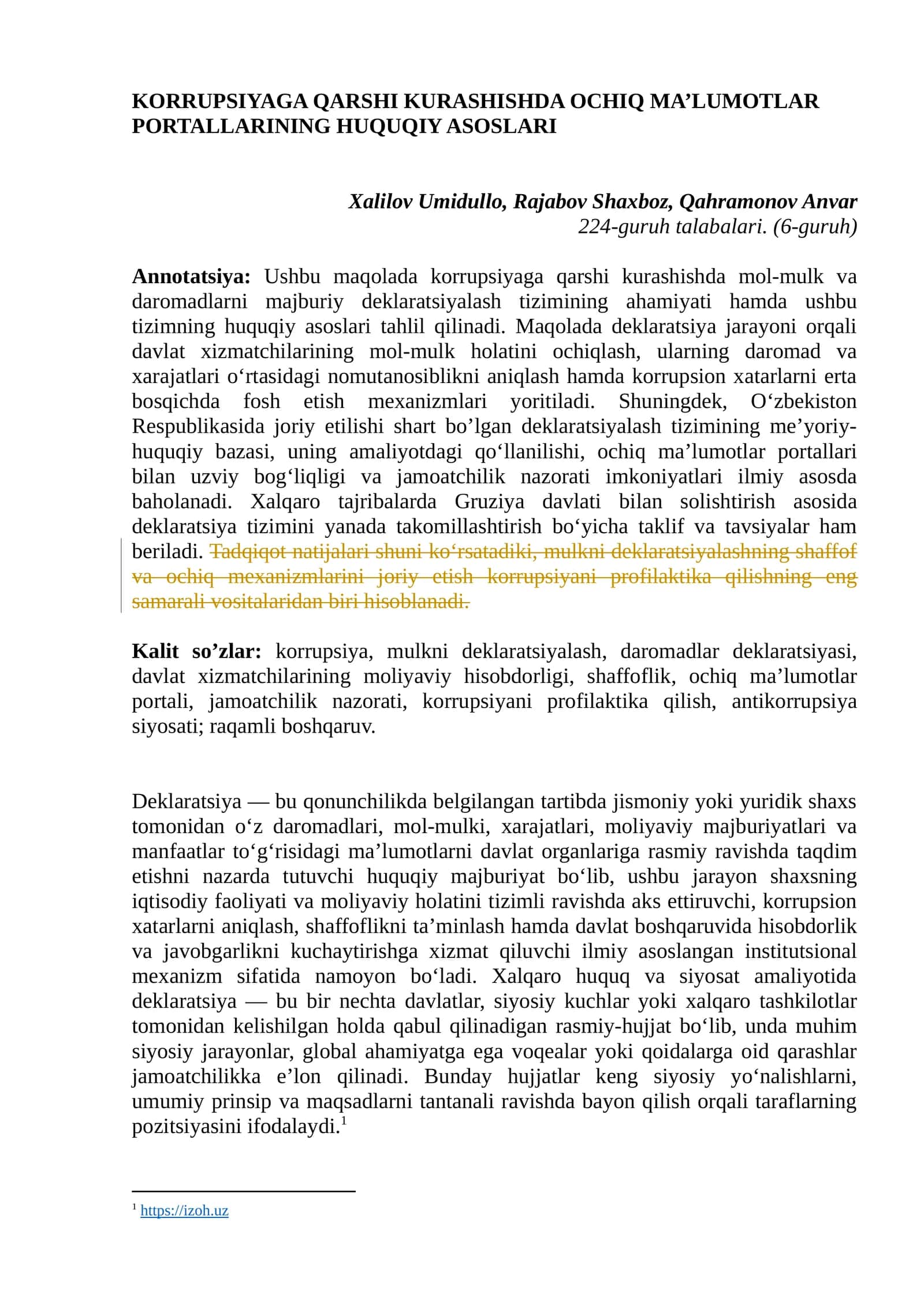 KORRUPSIYAGA QARSHI KURASHISHDA OCHIQ MA’LUMOTLAR PORTALLARINING HUQUQIY ASOSLARI