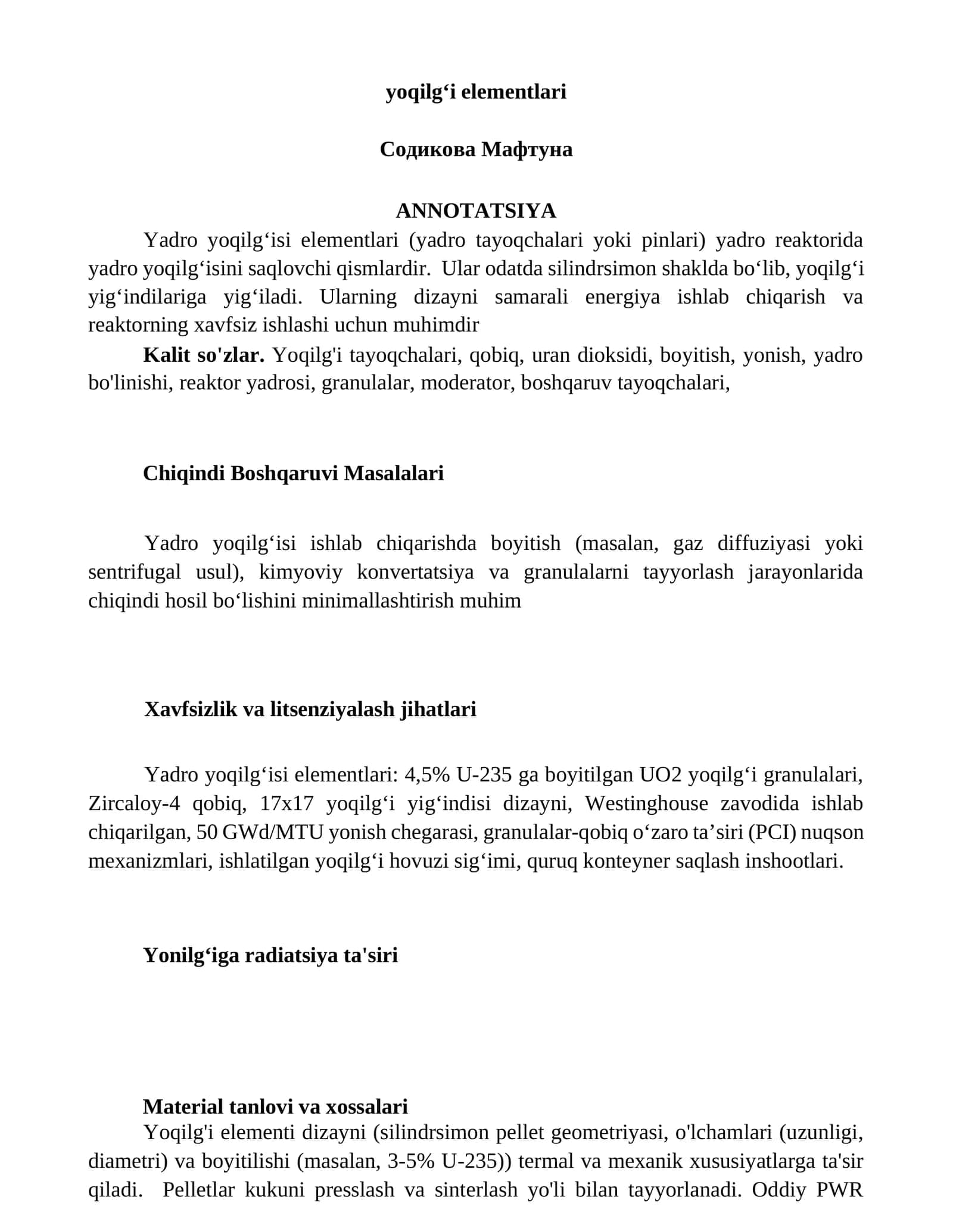 Yadro yoqilgʻisi elementlari