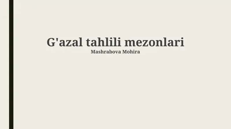 G'azal tahlili mezonlari