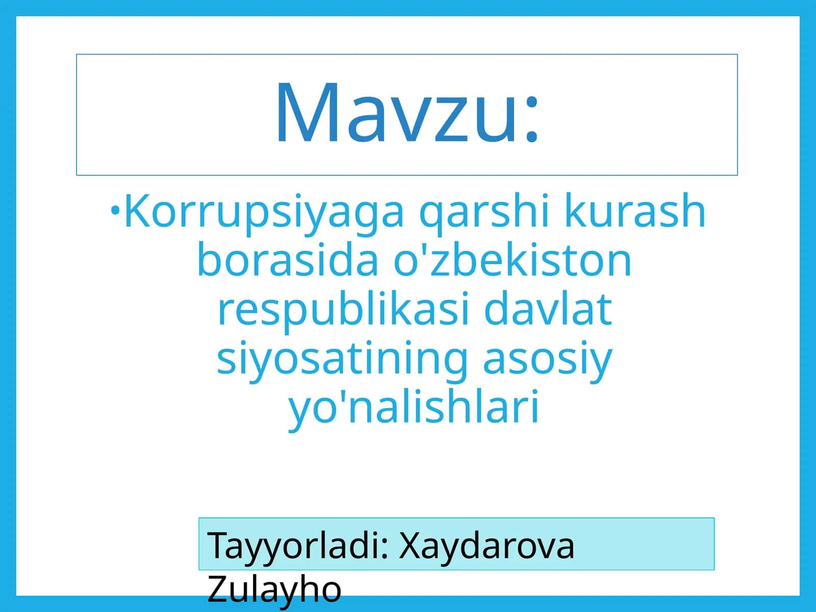 Korrupsiyaga qarshi kurash borasida o'zbekiston respublikasi davlat siyosatining asosiy yo'nalishlari