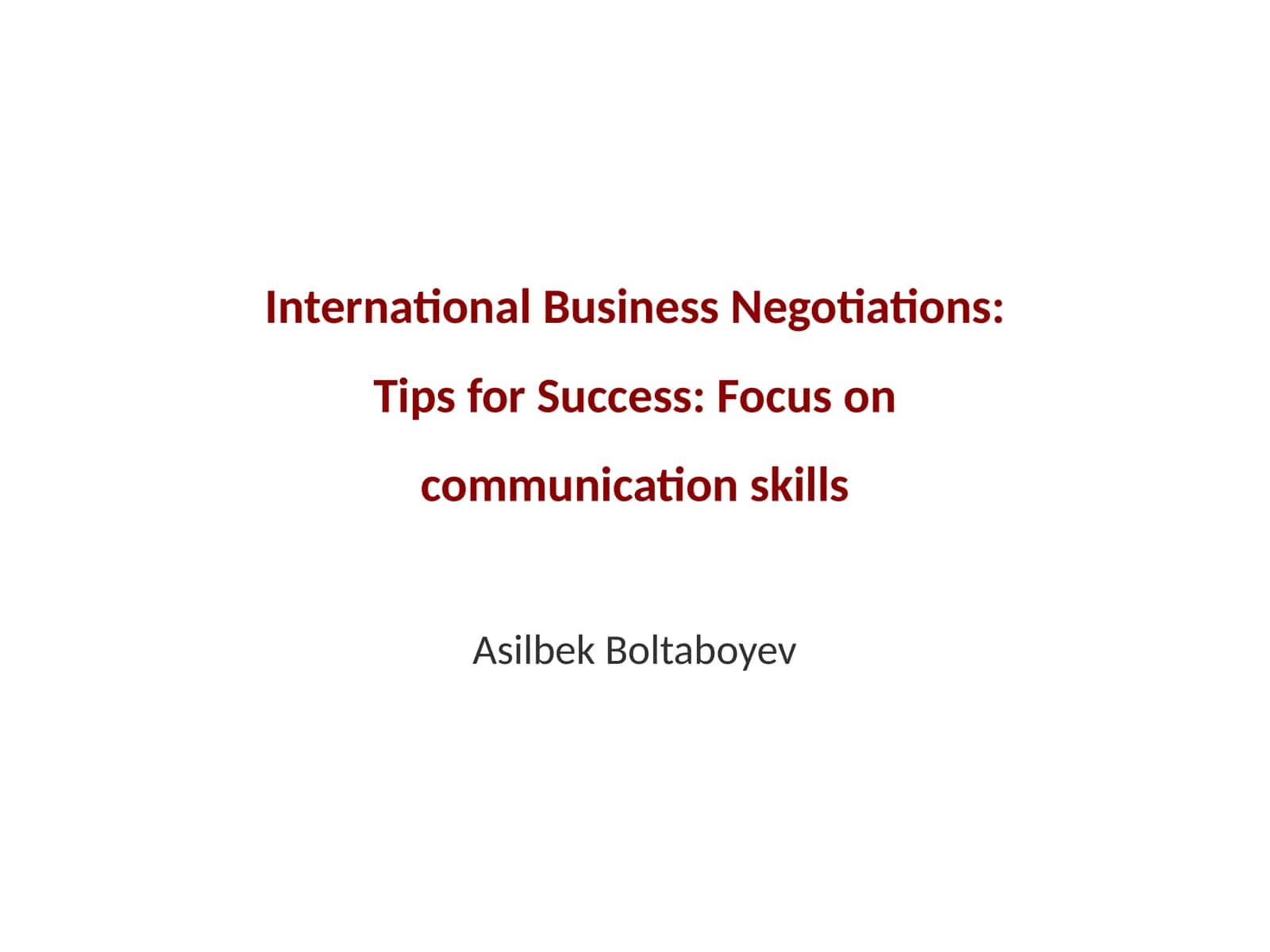 Introduction to International Negotiations