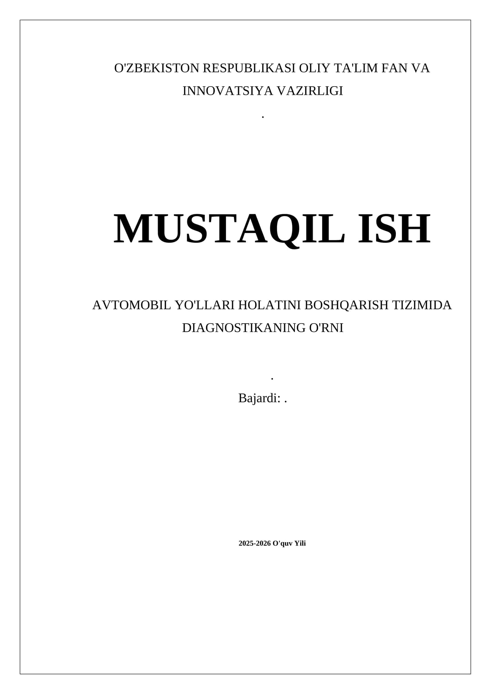 Diagnostika asoslari va texnologiyalari tushunchasi