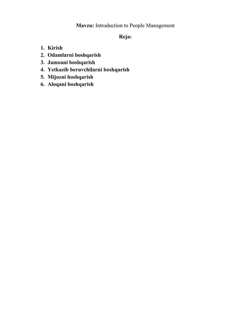 Introduction to People Management