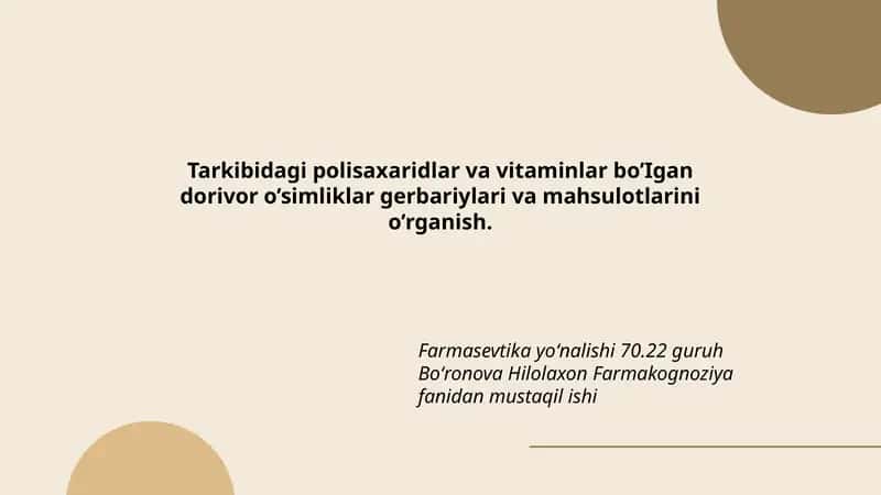 Boʻronova Hilolaxon Farmakognoziya